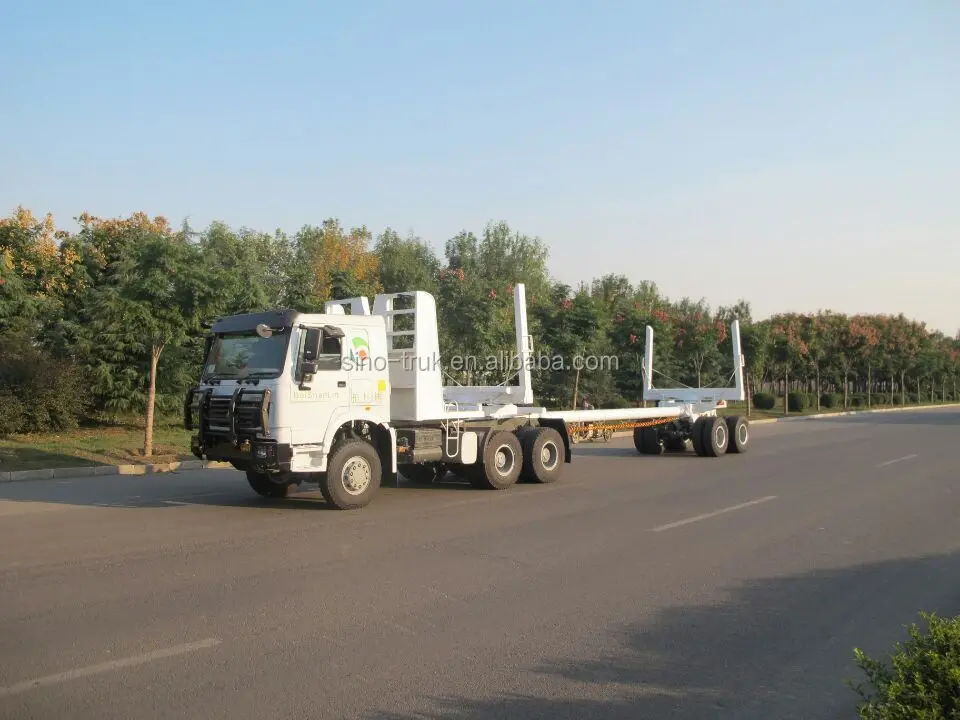 6x6 Sinotruk Howo Wood Transportation Truck Log Carrier Truck In Forest