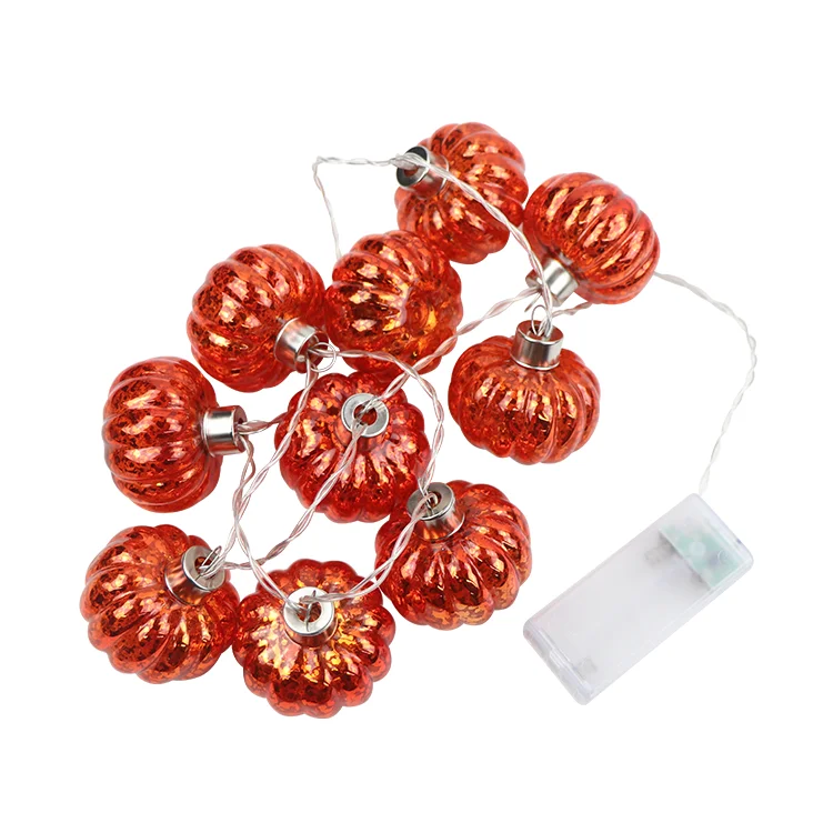 Amazon top sale battery operated glass pumpkin string Halloween led home decoration timing light