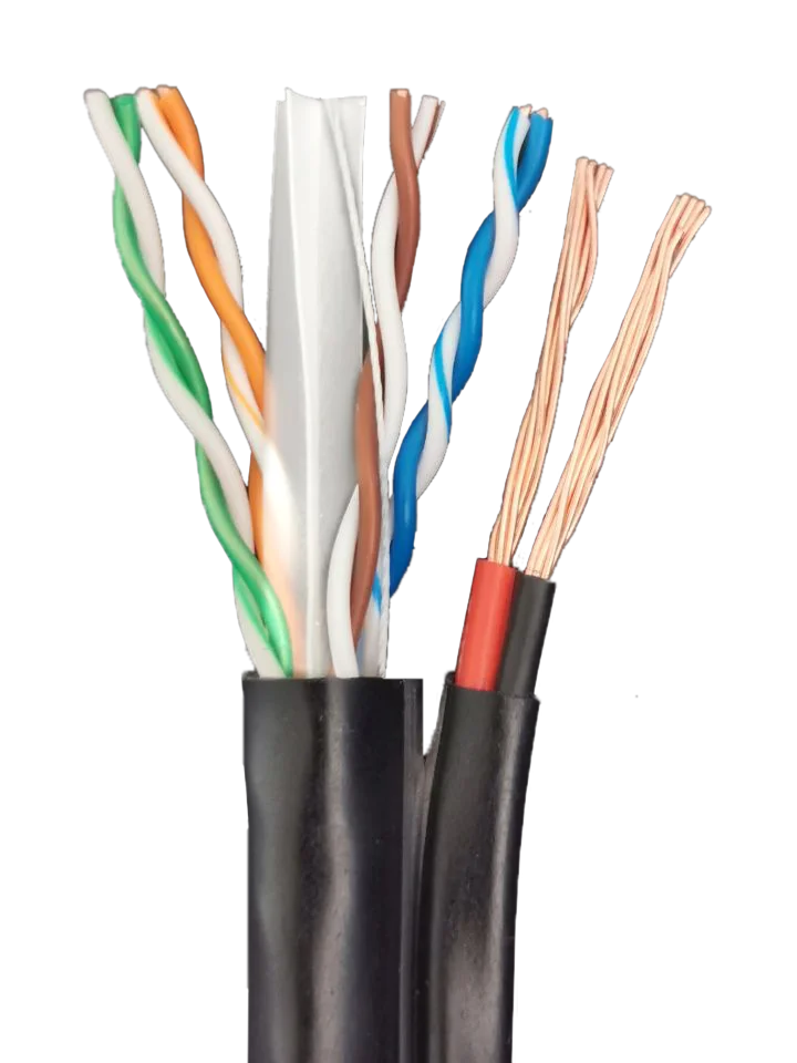Cat6 Siamese Cable Utp Cat6 Wih 2 Power Indoor/outdoor Buy Lan Cable
