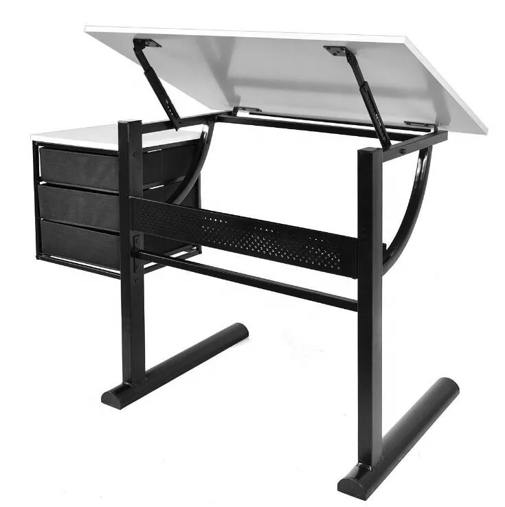 White And Black Drafting Table Art & Craft Drawing Desk Folding ...