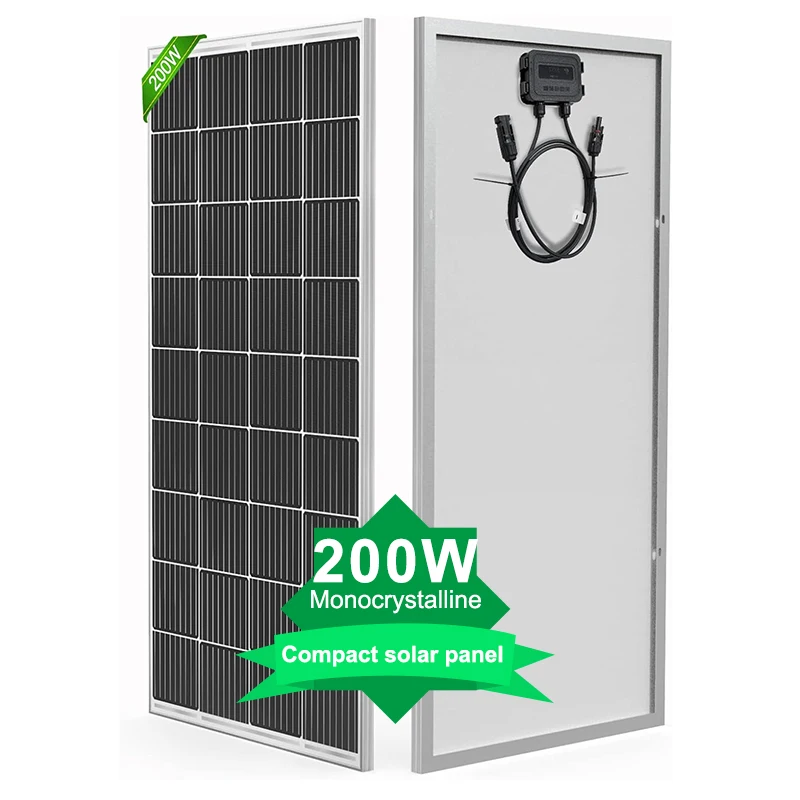 Side-by-side comparison of rigid 200W monocrystalline panel and foldable CIGS panel