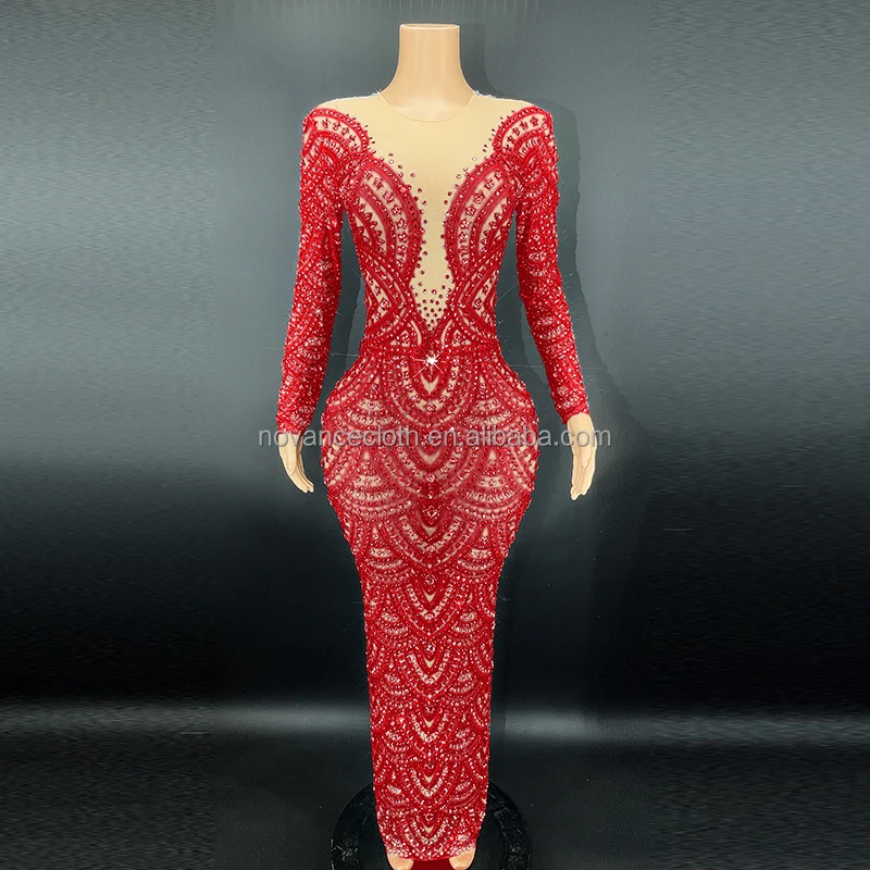 Novance Trending Products 2023 New Arrivals Rhinestone Red Wedding Dresses  Nighty Dresses In Pakistan Sexy Vestidos Para Mujer