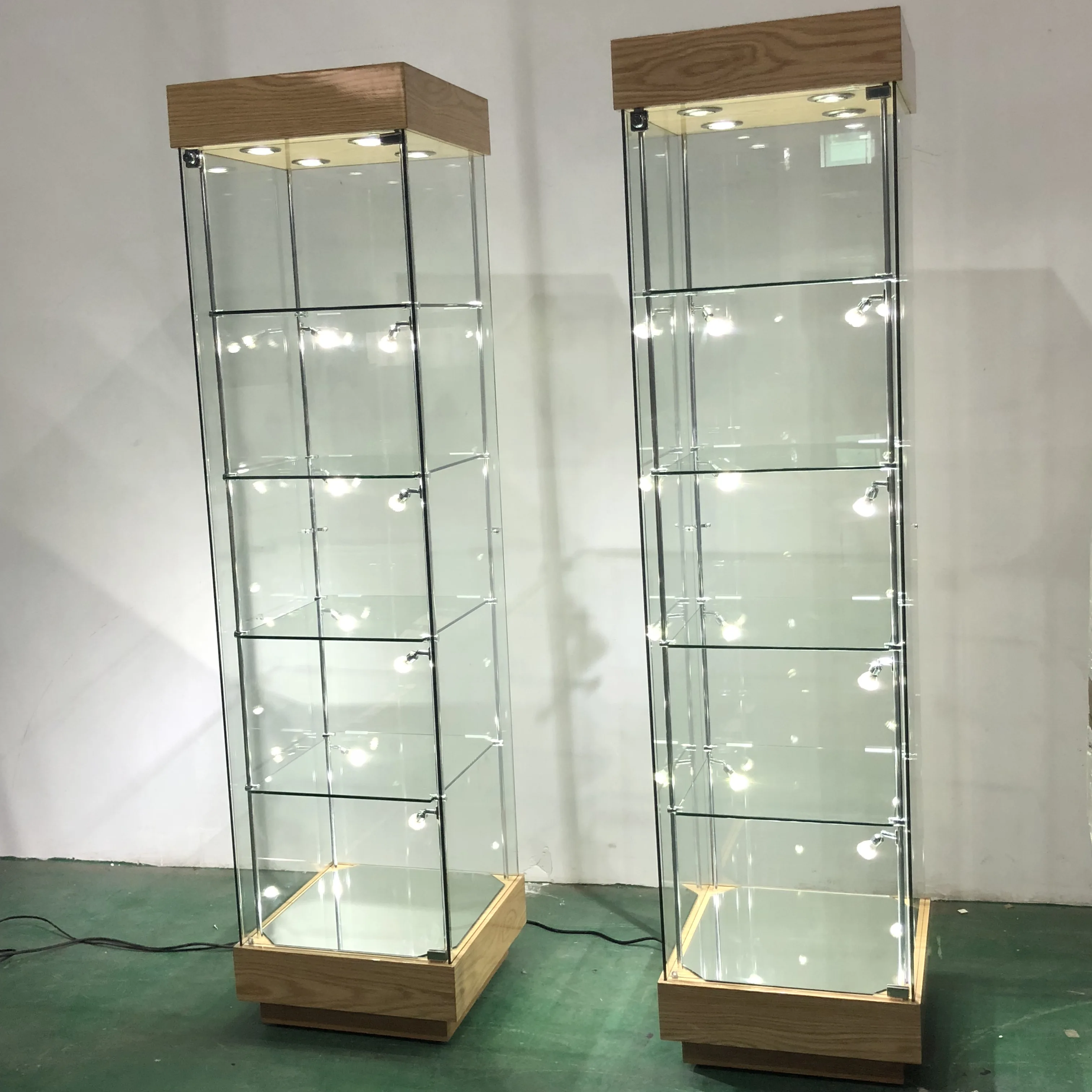 Swiss style glass vitrine showcase store fixture tempered glass museum display showcase Glass