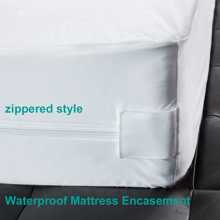 Bamboo Mattress Protector Waterproof Bed Protector With Zipper Queen