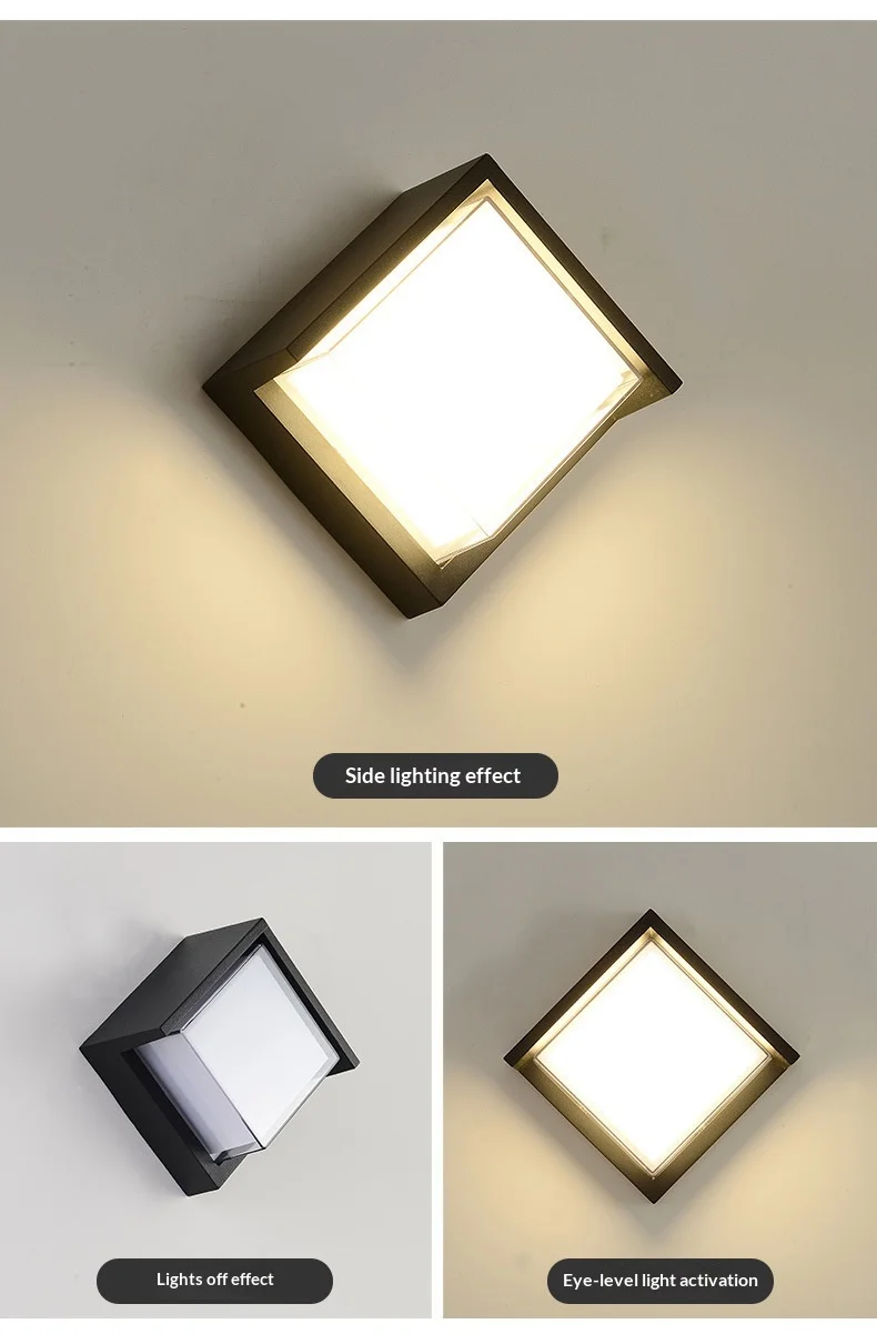 Square Outside Light Modern Square LED Outdoor Wall Light, IP65 Waterproof Exterior Wall ...