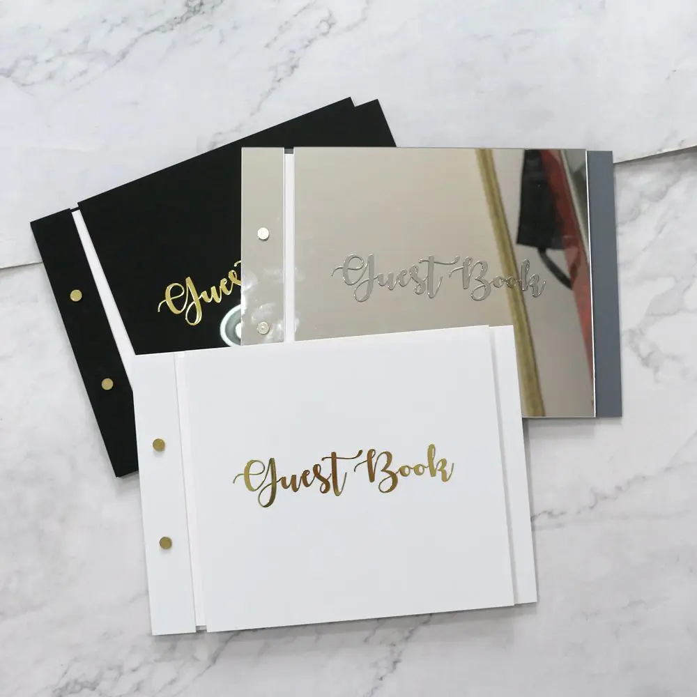 Customized White Acrylic Wedding Guest Book Modern Wedding Reception