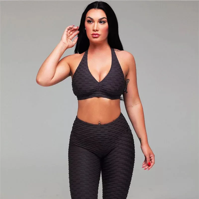 Hot sell in Europe and America Jacquard women fitness clothing fitness apparel sports wear yoga set