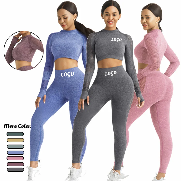 

2Pc Yoga Set Spring 2021 Yoga Suit Sport Wear New Design Two Piece Set Short Sleeve High Waist Fitness Seamless Yoga Pants Set, As show