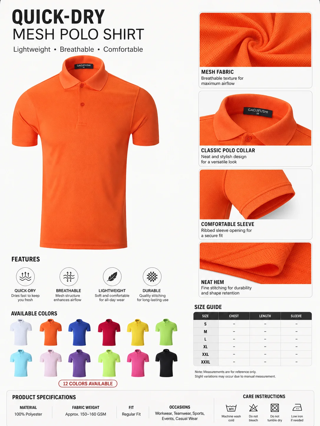 Quick Dry Mesh Polo Shirt Breathable Short Sleeve Custom Logo Sports Corporate Uniform Golf OEM