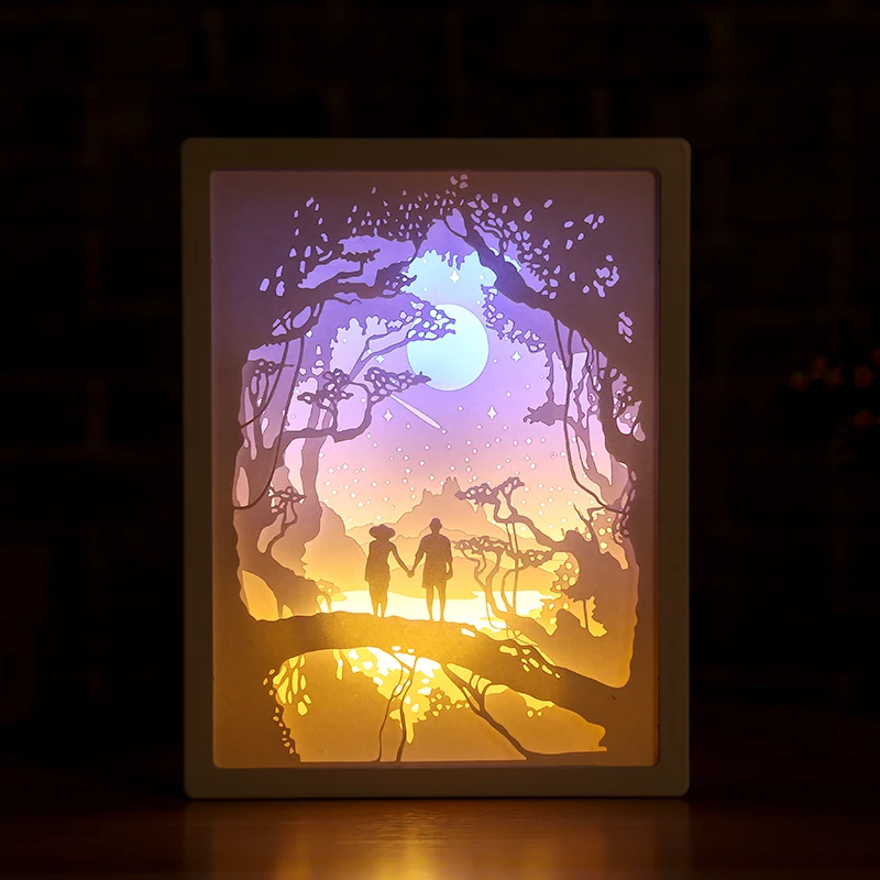 Hot Sell 3d Shadow Box Led Table Paper Carving Night Light With Frame ...