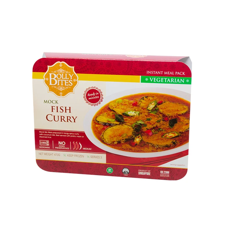 
Singapore Bollybites Frozen Ready to Eat Meal Mock Fish Curry for Vegetarian 