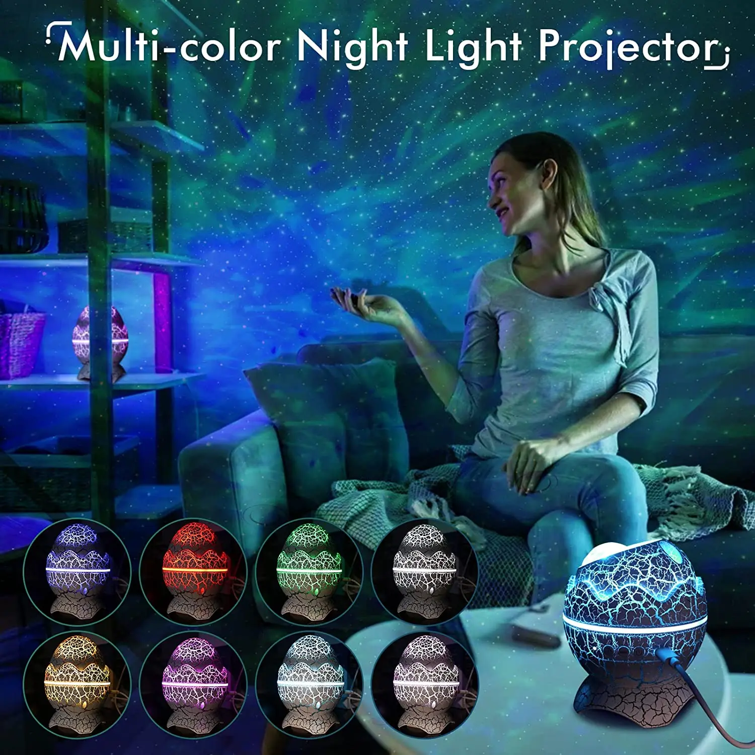 Star Projector Dinosaur Egg Galaxy Projector For Bedroom Remote Control