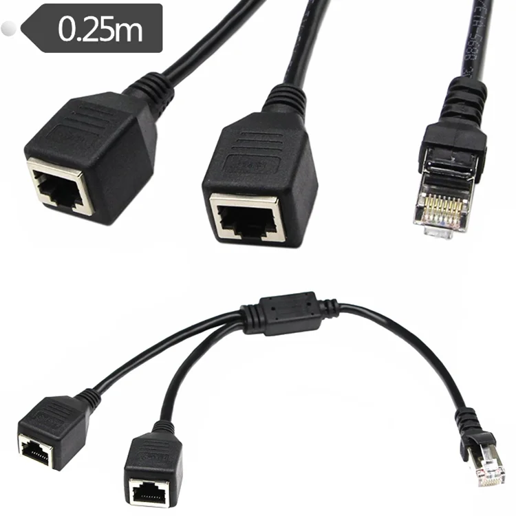 Cat 6 Network Cable Splitter Rj45 Male To 2 Rj45 Female Connector Extension Cable Buy