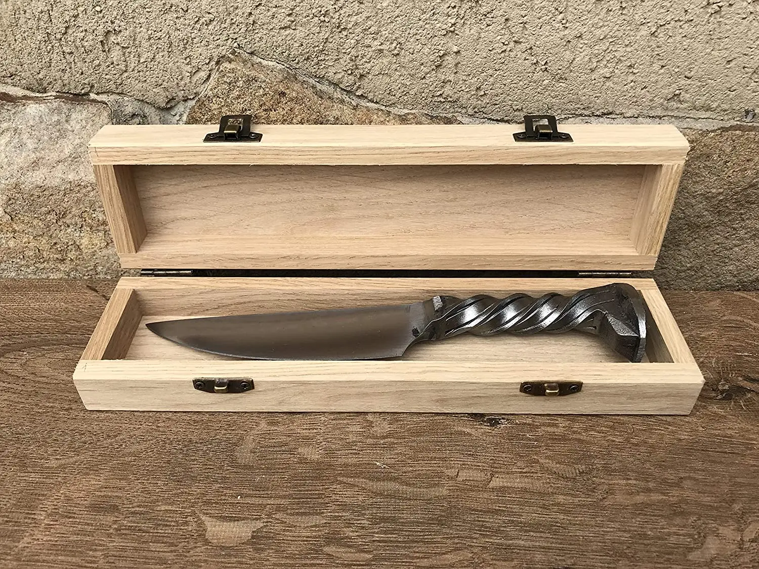 Railroad Spike Knife In A Wooden Gift Box With Engraved Box And