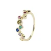 Trendy 925 Sterling Silver Bezel Setting Multi Color Rainbow Finger Ring