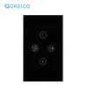 US Standard Wireless Wifi Remote Control Fan and Light 4 Gang Combination Touch Smart Wall Switch Support Alexa Voice Control