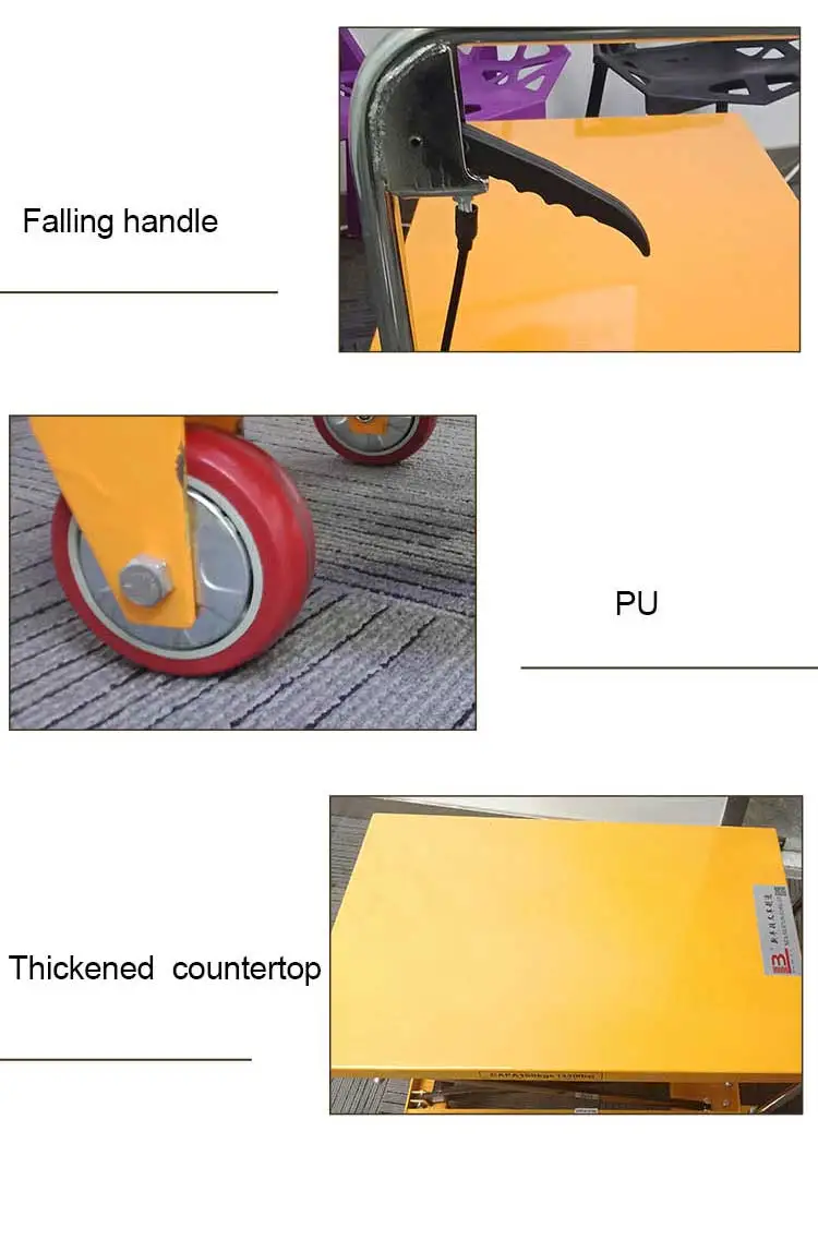 Yellow small countertop hydraulic scissor platform for workshop