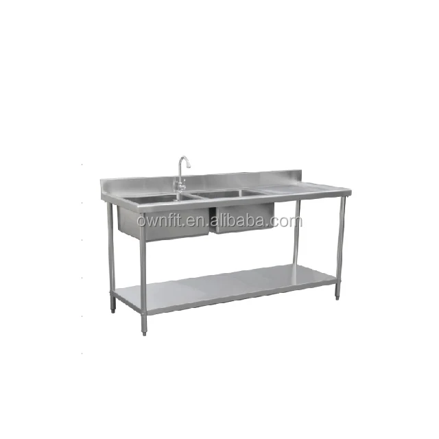 Restaurant equipment kitchen stainless steel   double bowl sink  bench work table  NSF