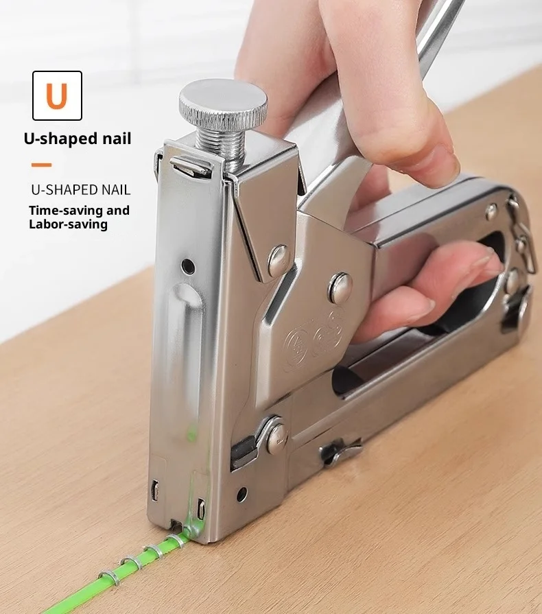 Industrial Grade Iron Manual Brad Nail Gun for Carpentry and Household Use U-shaped Four-use 2 1/2in Nail Capacity