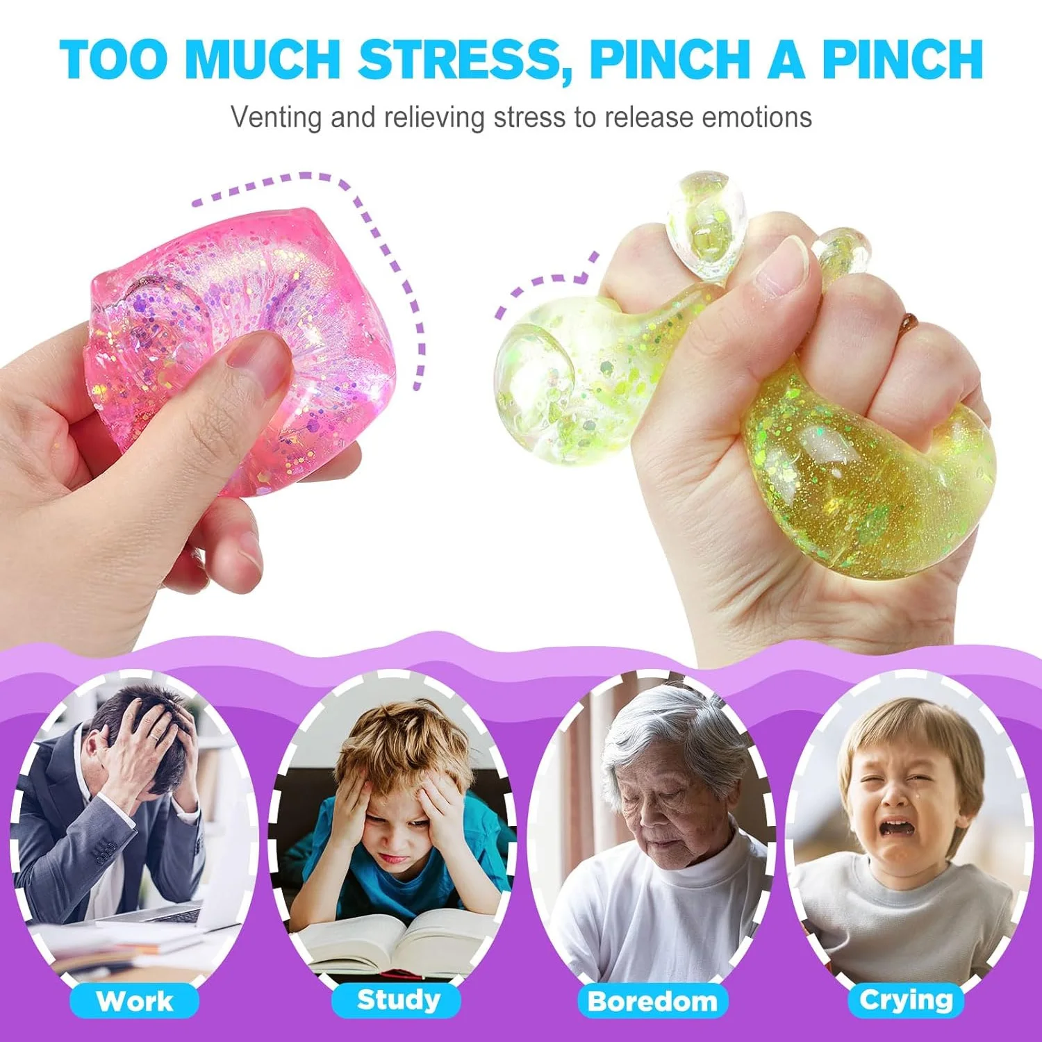 New Colorful Maltose Fidget Toys Stress Relief Squeeze Ball Ice Cube ...