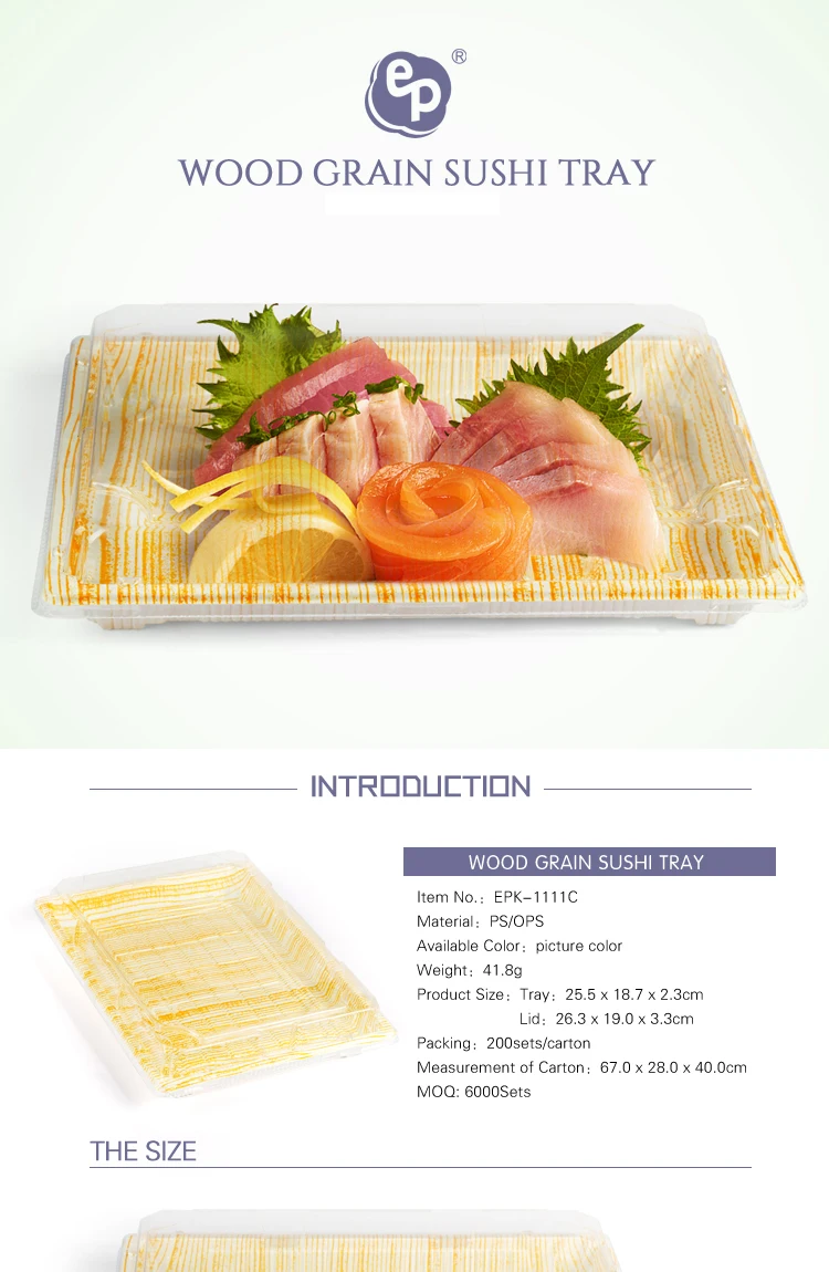 Newest design 10 inch square shape takeaway disposable patisserie sushi packaging tray