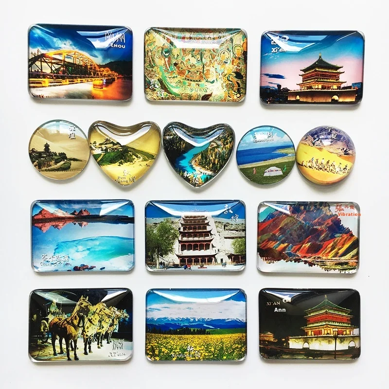 Factory Custom Crystal Glass Fridge Magnets Traditional Style Epoxy Rubber Sticker Daily Use Advertising Promotional Gift