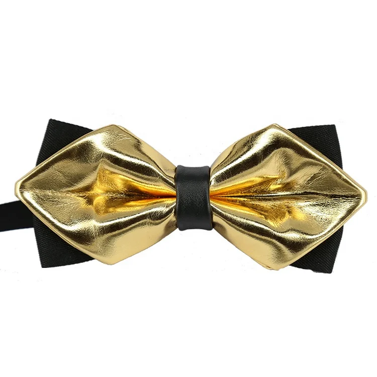 Shiny Different Color Gold Silver Pu Men's Double Layered Leather Bow ...