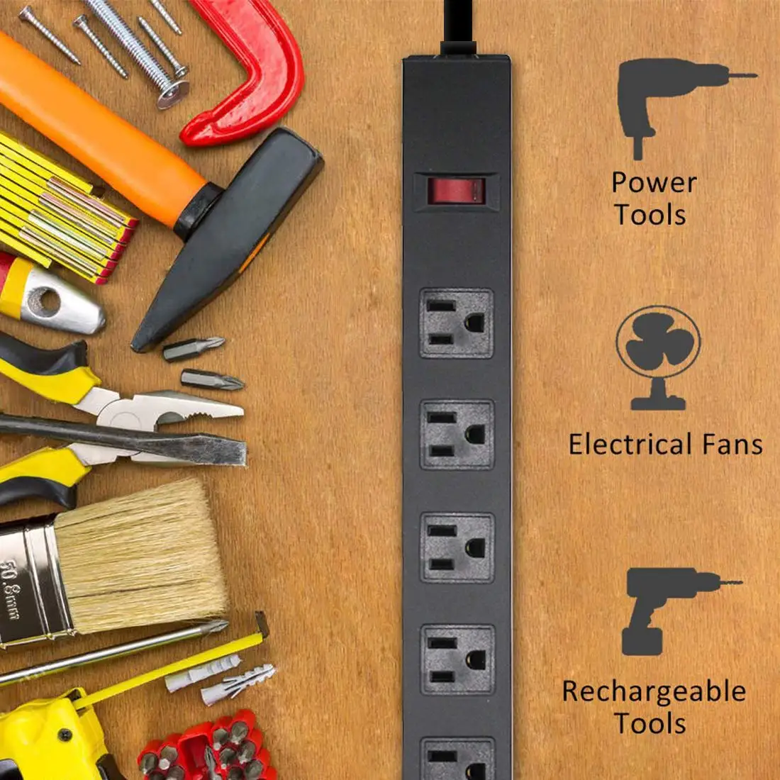 Us Type 6 Outlets Metal Power Strip Vertical Us Standard Buy Metal
