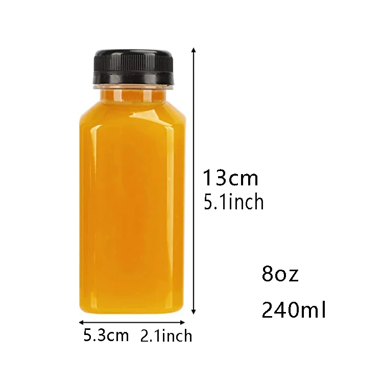 8 Oz Plastic Juice Bottles Empty Clear Containers With Tamper Proof ...