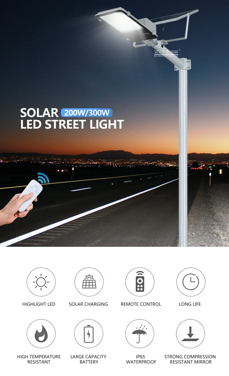 ALLTOP Fast delivery high power integrated outdoor lighting waterproof 200 watt solar led street light