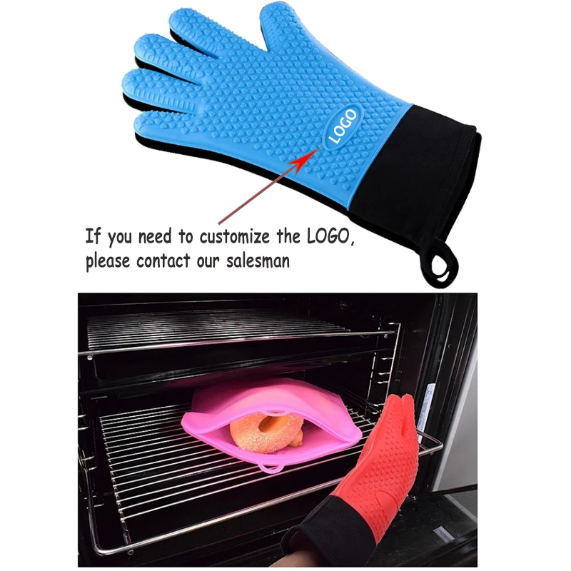 Customized Heat Resistant Nonspill Silicone Oven Mitt Food Grade