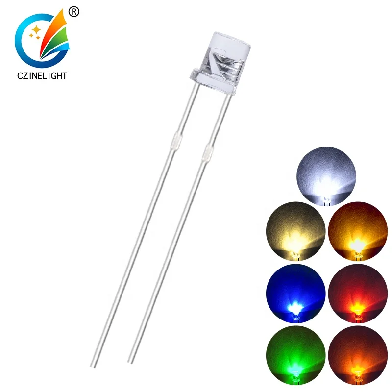 Czinelight Wholesale Quality Led Diode 3mm Flat Alloy Wire 0.06w White Green Yellow Red Blue