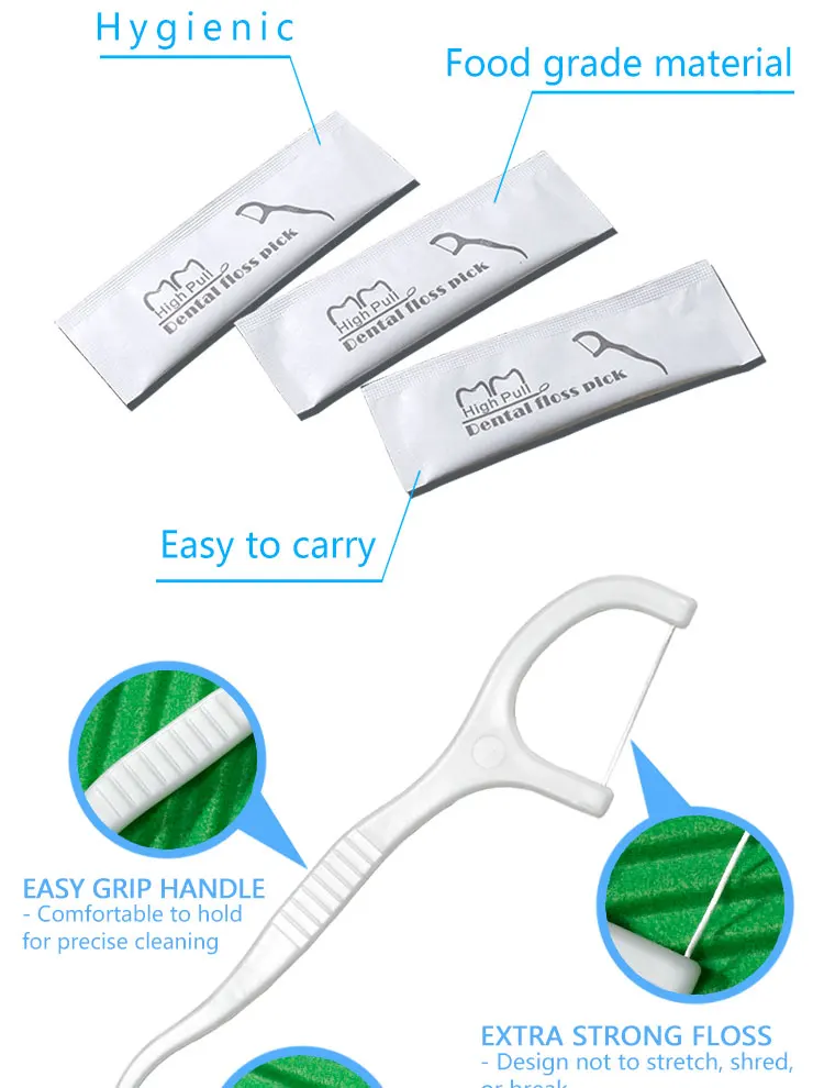 Custom Logo Abrasive Teeth Dental Floss Pick Individually Wrapped