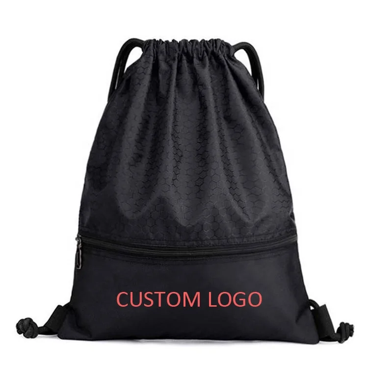 Custom Logo Drawstring Printed Polyester Gym Bags Training Gymsack