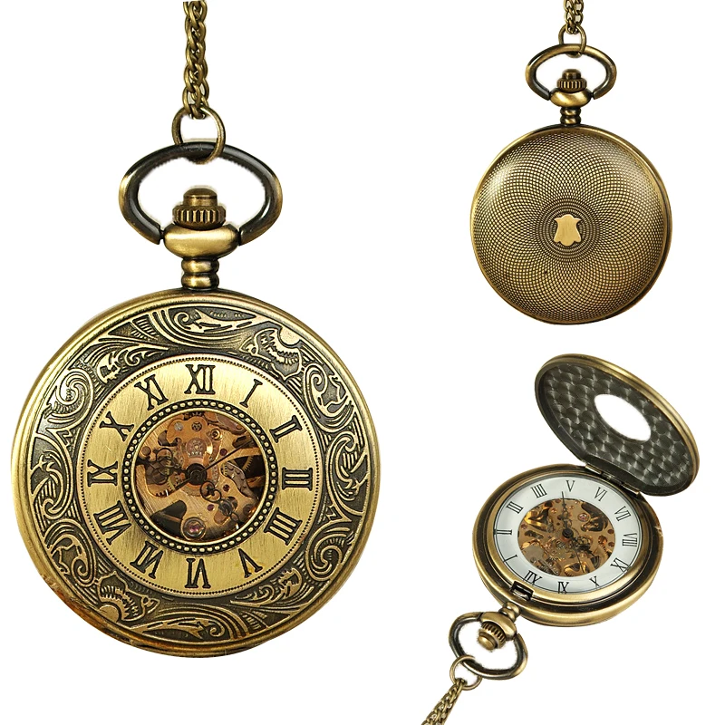 High Quality Pocket Watch Wholesale Large Hollow Gold Faced Big Roman ...