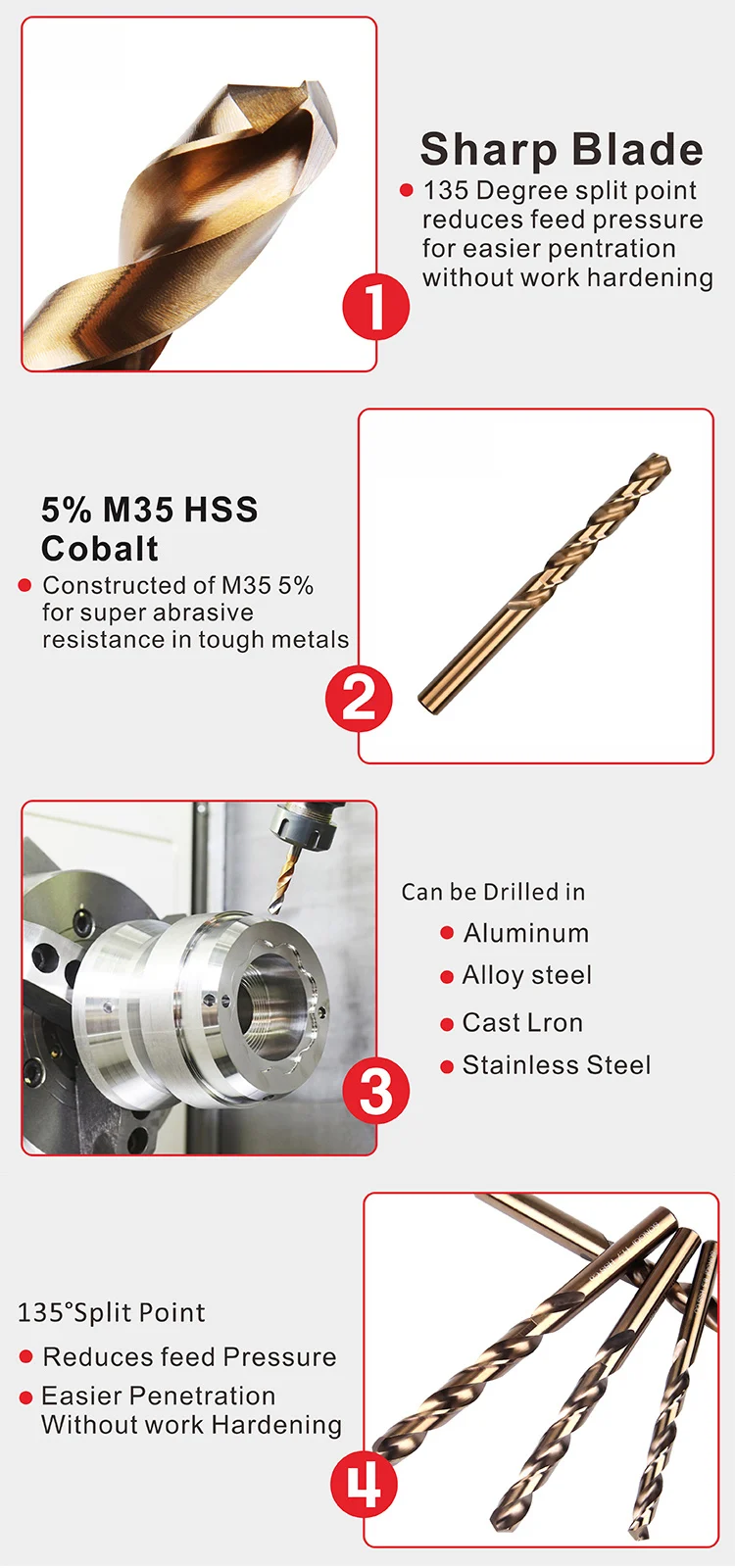 3/8" M35 Cobalt High Speed Steel HSS Twist Drill Bit For Steel - View #7