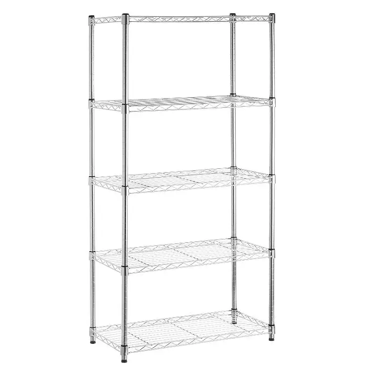 5-shelf Shelving Storage Unit On Wheel Casters Wire Utility Cart Metal ...