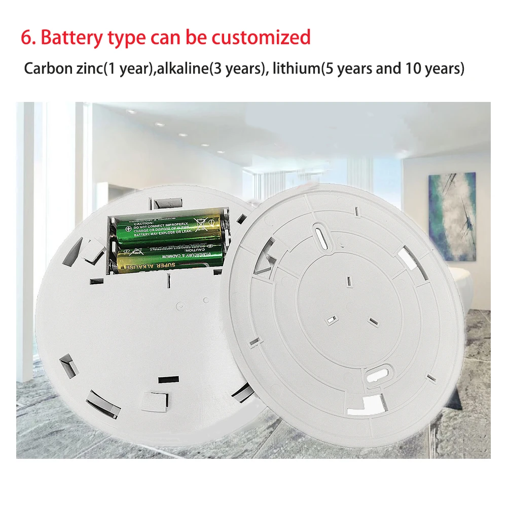 Wifi Zigbee Zwave Rf Wireless Connections Ultra Thin Smoke Detector