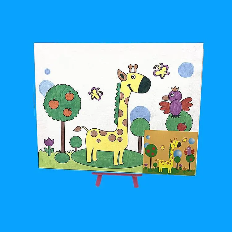 High Quality Kids Canvas Painting Kit Pre Printed Canvas Set To Paint