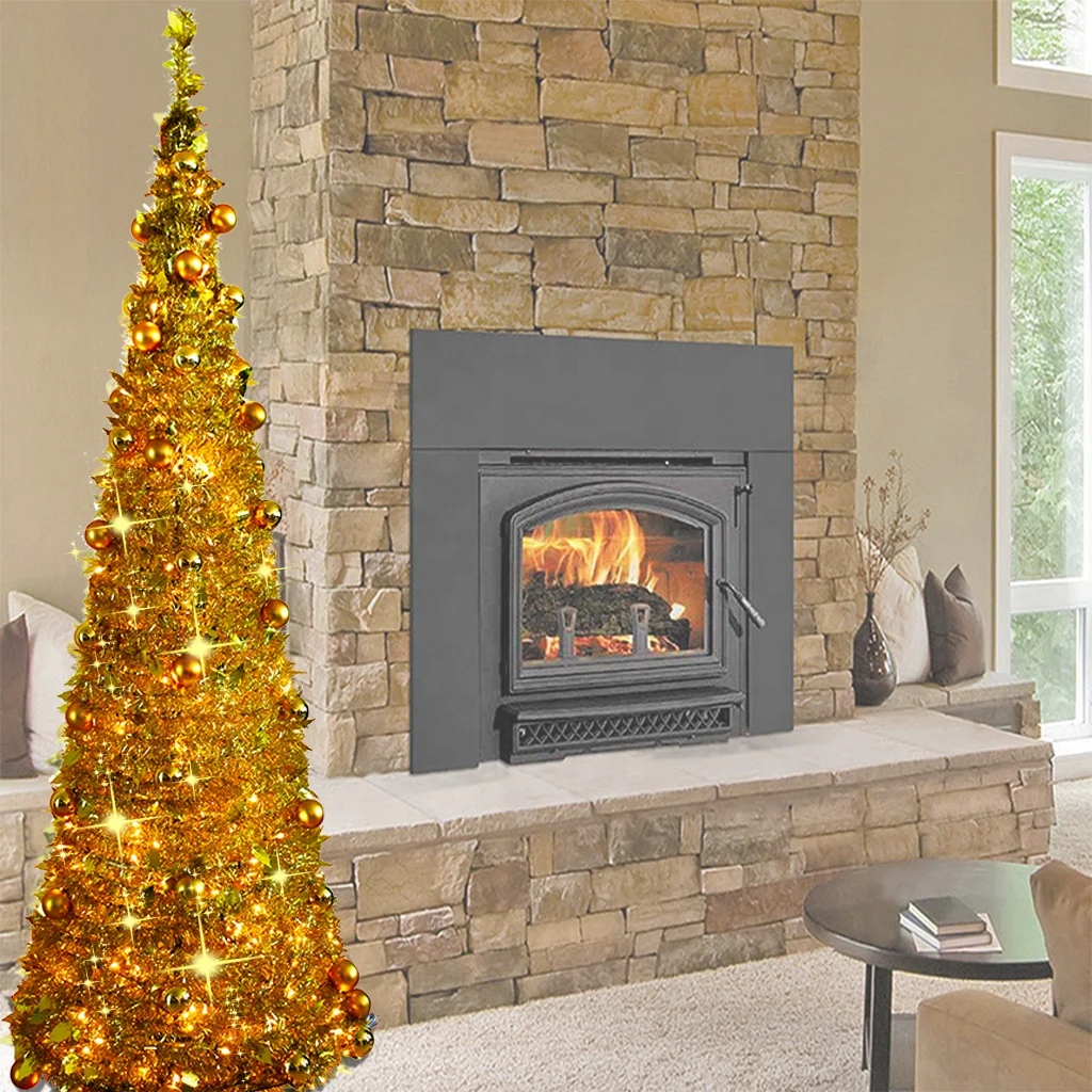 7ft pre lit snow flocked pop up christmas tree with light