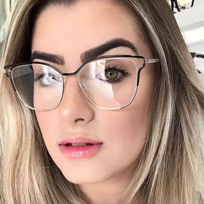 SHINELOT Trendy Blue Light Blocking Glasses frame For Women Optical frame For Girl  Metal Frame Custom logo Brand  Eyewear