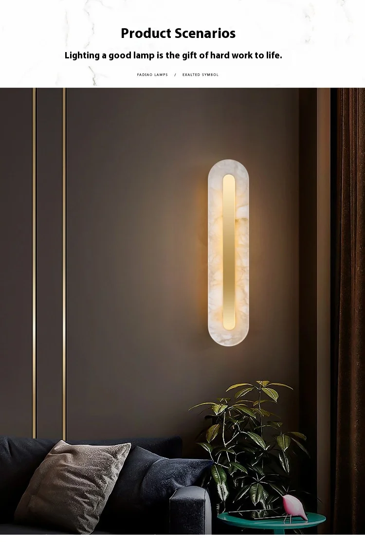 product modern nordic led wall lamps creative marble indoor gold minimalist line luxury design bedside wall decor easy recessed home-3