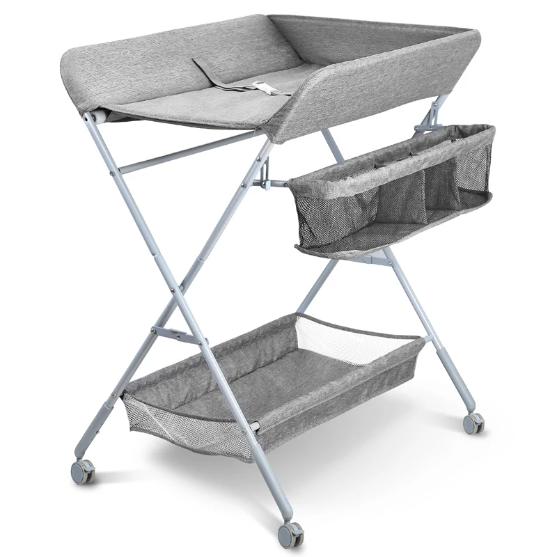Baby Diaper Changing Table With Storage Portable Folding Diaper Station