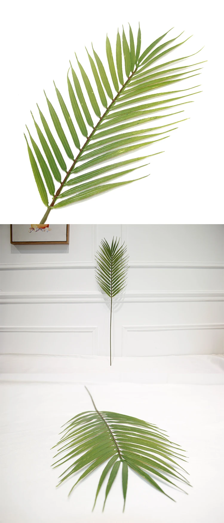 Artificial Palm Tree Leaves Plants Leaf Tropical Plastic Faux Palm Leaf Greenery Arrangement