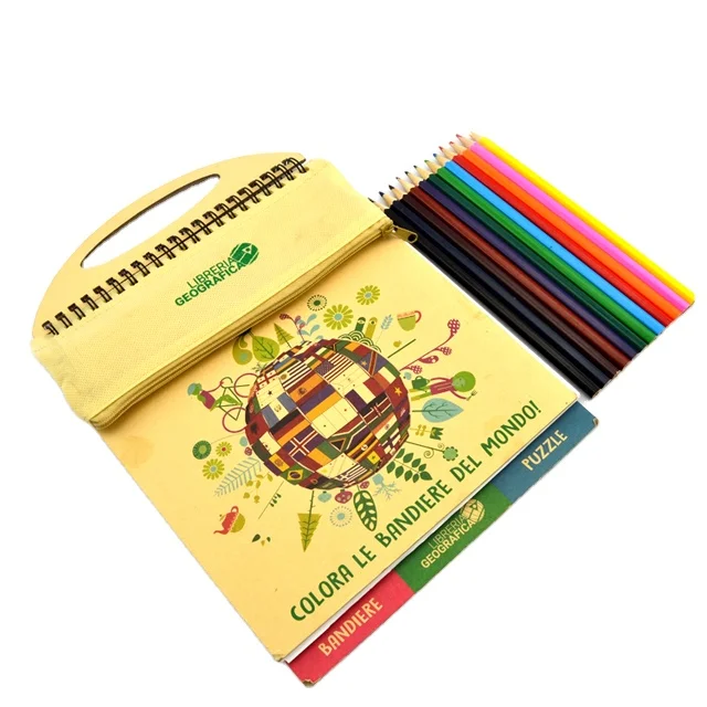 Spiral Binding Cmyk Printing Funny Art Coloring Book Set For Kids Gift