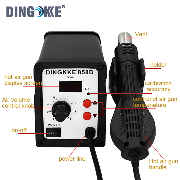 High Quality Professional Temperature Control 858d Electric Hot Air Blower Gun Soldering Station Digital Constant Temperature De