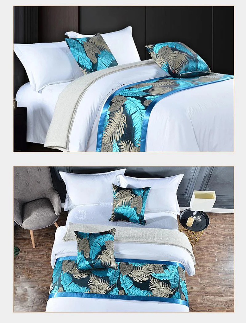 High-end Hotel Bed 1.8m Fashionable Yarn-dyed Silky Decorate Bed Flags ...