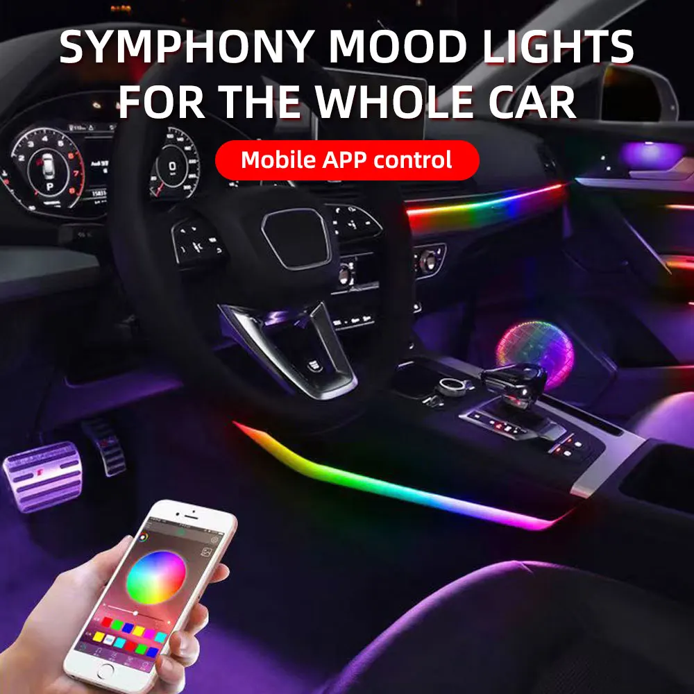 Car Accessories Interior Atmosphere Light App Sound Control 12v