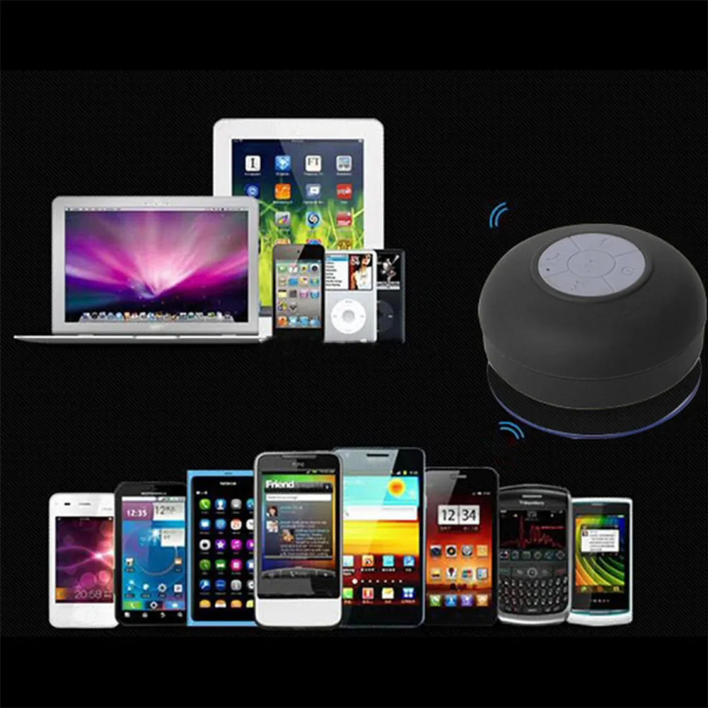 New Arrival Waterproof Silicone Hands-free Mic Suction Wireless Bluetooth Car Speaker Bathroom Shower Speaker - ANKUX.COM