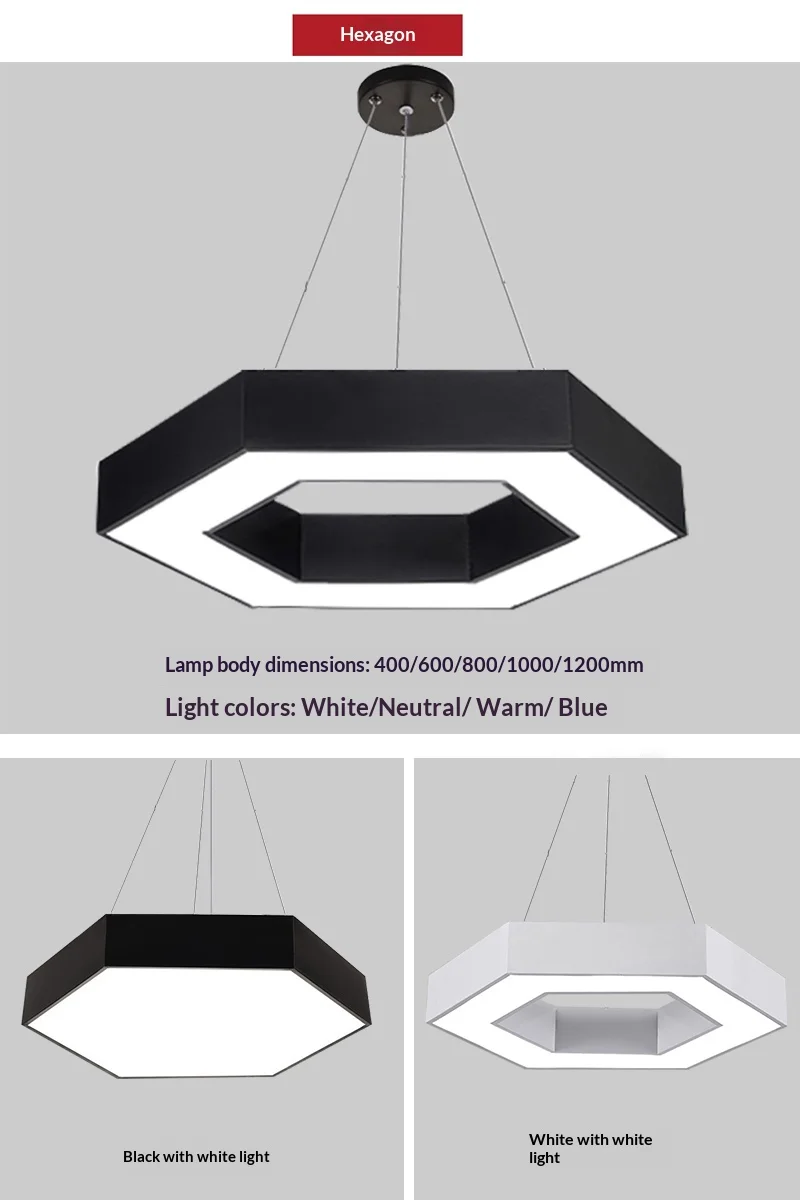 product hexagonal honeycomb pendant light led creative irregular shape office gym mall supermarket lighting fixture-7